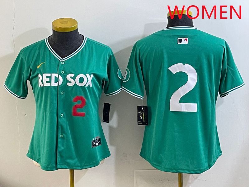 Women Boston Red Sox #2 No Name Green Joint Name Nike 2025 MLB Jersey style 3->women mlb jersey->Women Jersey